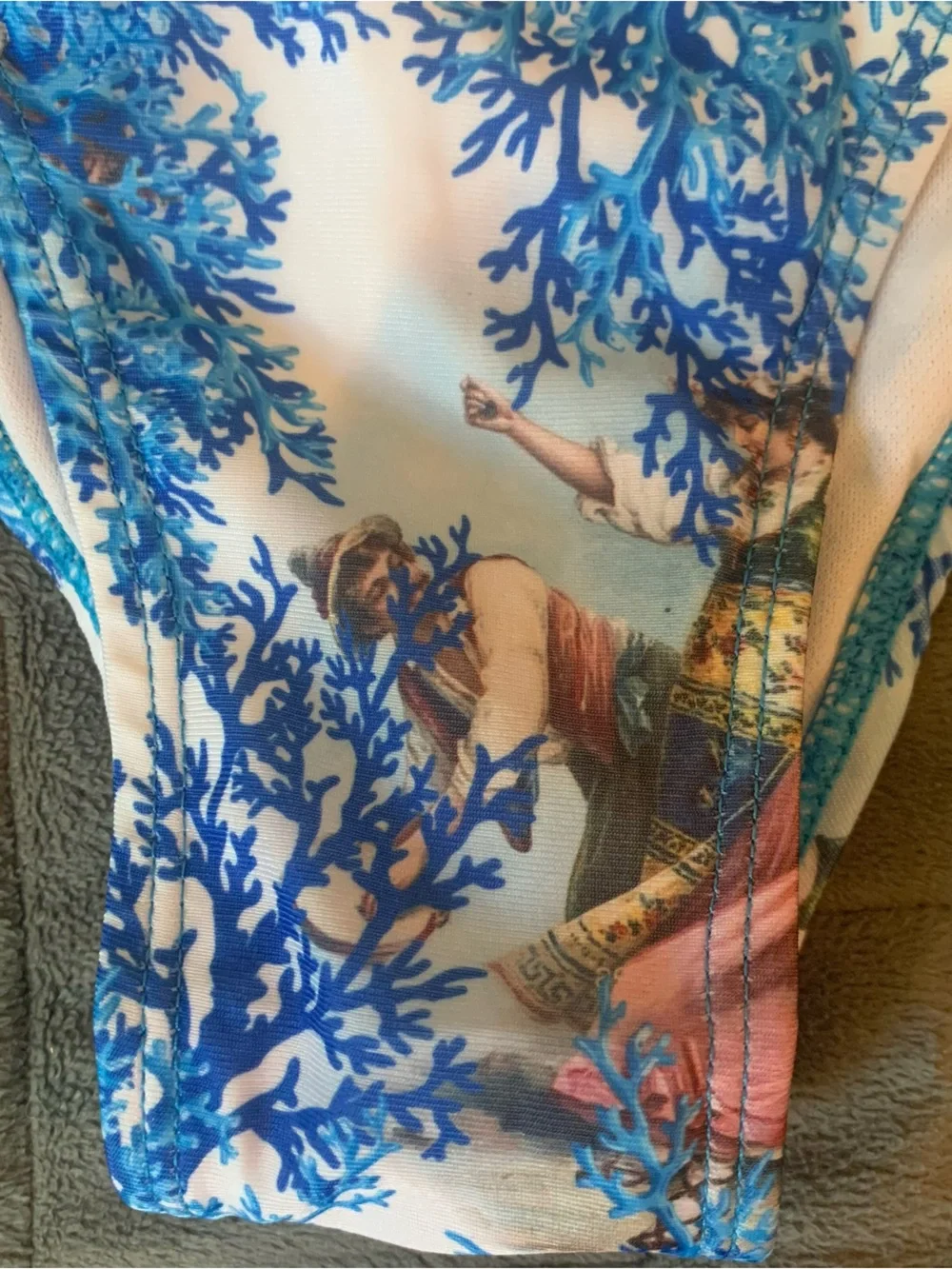 French Romantic beautiful Blue & white toile print Italian bikini set size S